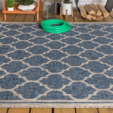 Trebol Moroccan Trellis Textured Weave Indoor/outdoor Area Rug